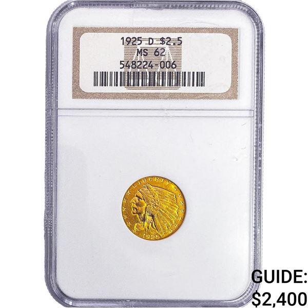 1925-D $2.50 Gold Quarter Eagle NGC MS62