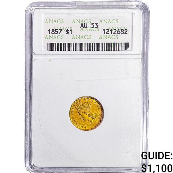 1857 Rare Gold Dollar ANACS AU53
