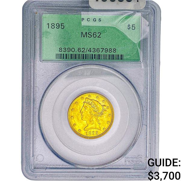 1895 $5 Gold Half Eagle PCGS MS62
