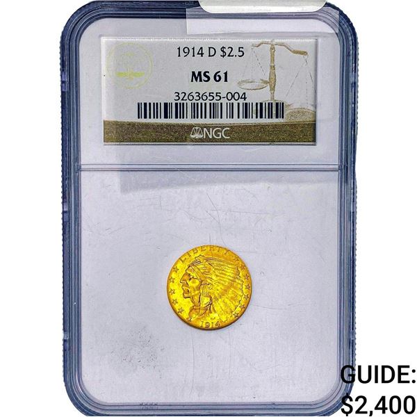1914-D $2.50 Gold Quarter Eagle NGC MS61