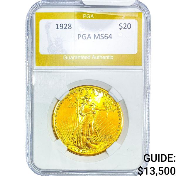 1928 $20 Gold Double Eagle NTC MS64