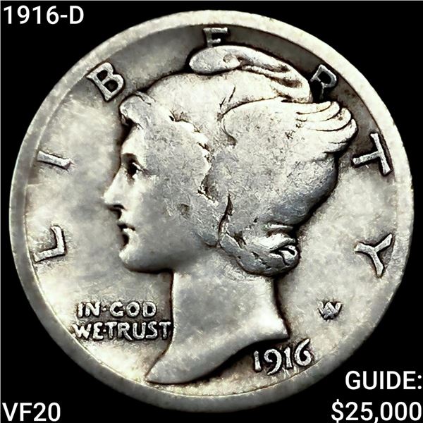 1916-D Mercury Dime LIGHTLY CIRCULATED
