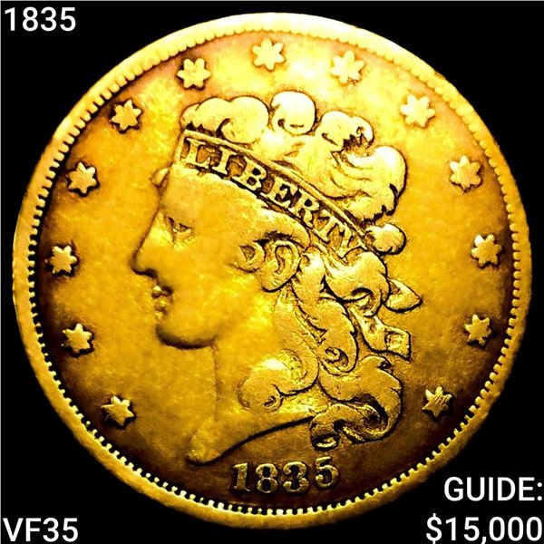 1835 $5 Gold Half Eagle ABOUT UNCIRCULATED