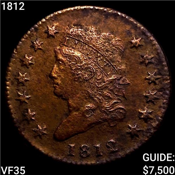 1812 Classic Head Large Cent ABOUT UNCIRCULATED