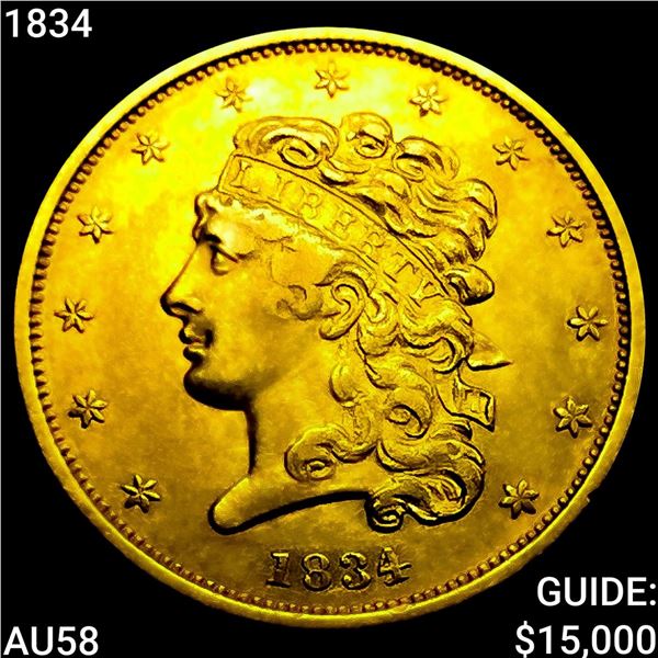 1834 $5 Gold Half Eagle CHOICE AU