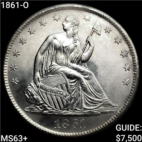 1861-O Seated Liberty Half Dollar CHOICE BU+