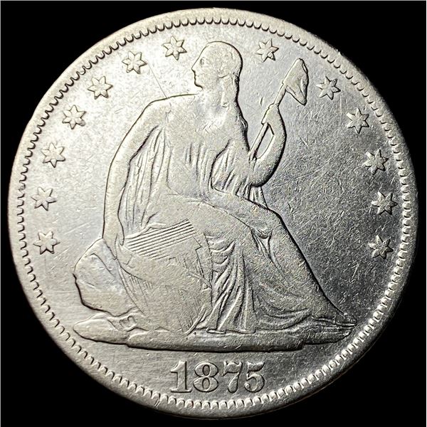 1875 Silver Seated Liberty Half Dollar  LIGHTLY CIRCULATED
