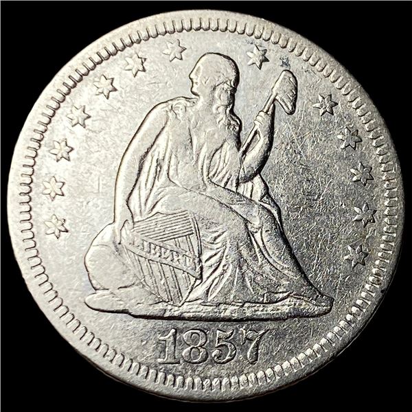 1857-O Silver Seated Liberty Quarter NEARLY  UNCIRCULATED