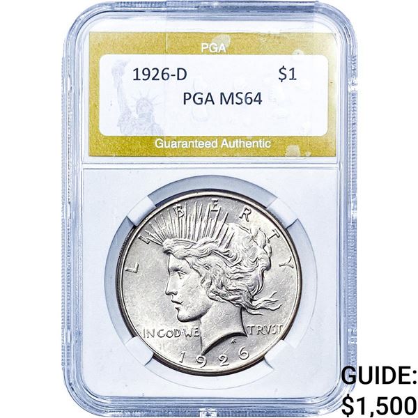 1926-D Silver Peace Dollar PGA MS64