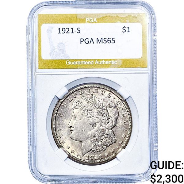 1921-S Morgan Silver Dollar PGA MS65