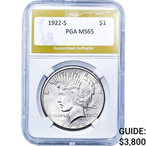 1922-S Silver Peace Dollar PGA MS65