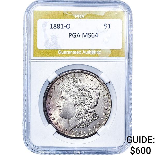 1881-O Morgan Silver Dollar PGA MS64