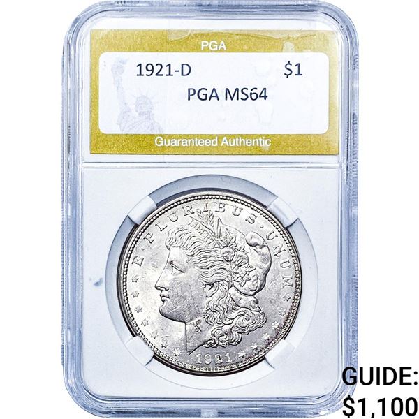 1921-D Morgan Silver Dollar PGA MS64