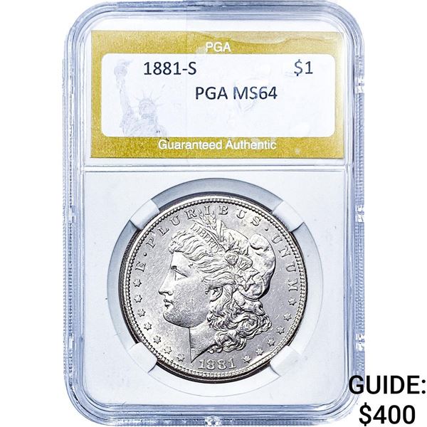 1881-S Morgan Silver Dollar PGA MS64