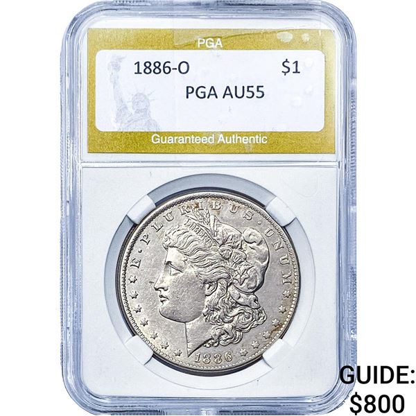 1886-O Morgan Silver Dollar PGA AU55