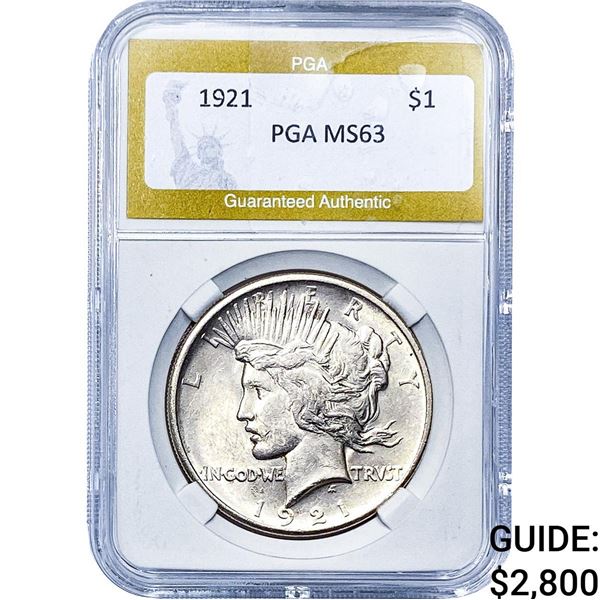1921 Silver Peace Dollar PGA MS63