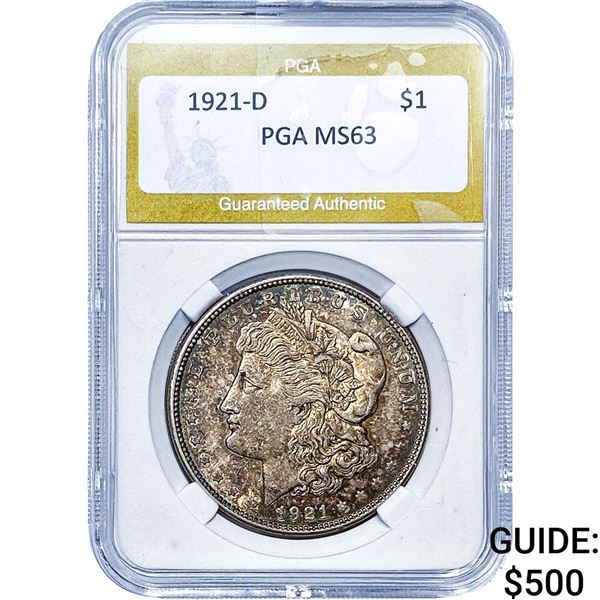 1921-D Morgan Silver Dollar PGA MS63