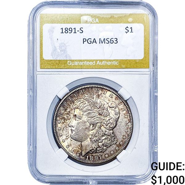 1891-S Morgan Silver Dollar PGA MS63