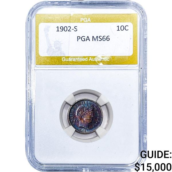 1902-S Barber Dime PGA MS66