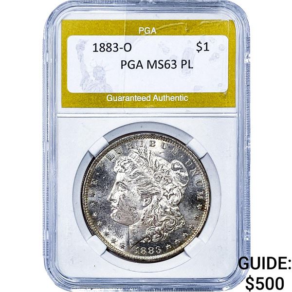 1883-O Morgan Silver Dollar PGA MS63 PL