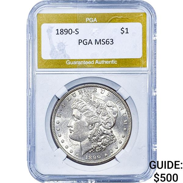 1890-S Morgan Silver Dollar PGA MS63