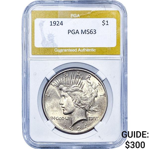 1924 Silver Peace Dollar PGA MS63
