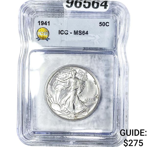 1941 Walking Liberty Half Dollar ICG MS64