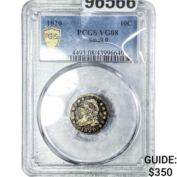 1820 Capped Bust Dime PCGS VG08 Small O