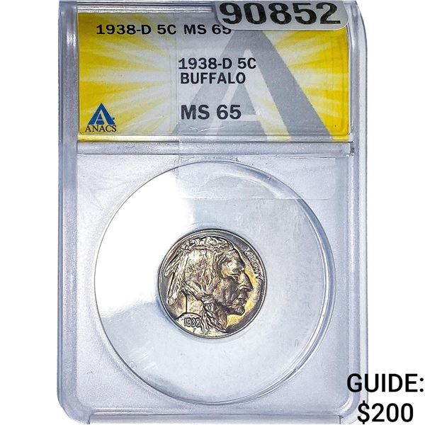 1938-D Buffalo Nickel ANACS MS65