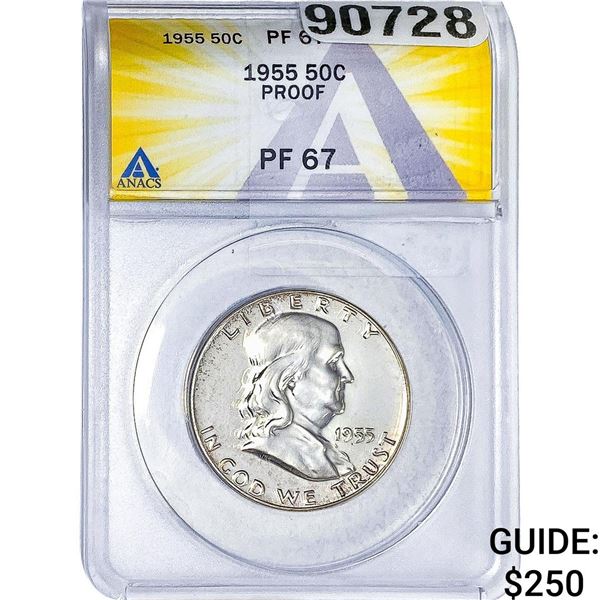 1955 Franklin Half Dollar ANACS PF67