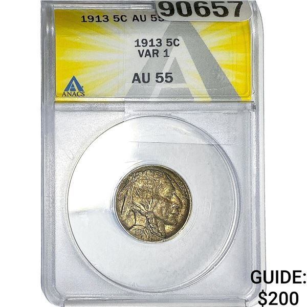 1913 Buffalo Nickel ANACS AU55