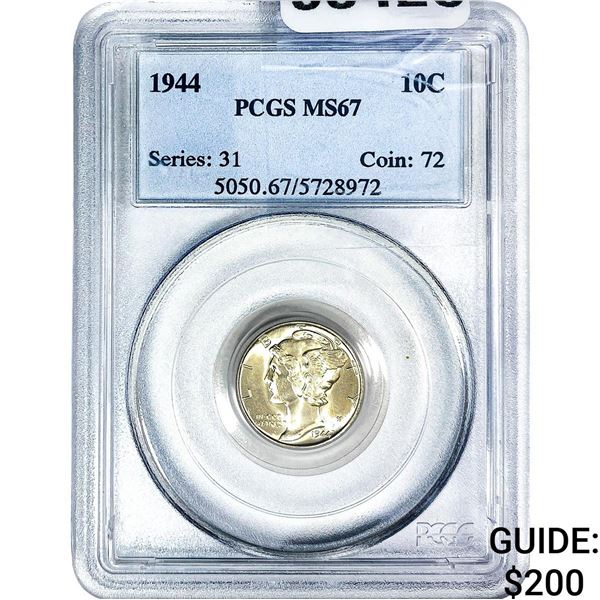 1944 Mercury Silver Dime PCGS MS67