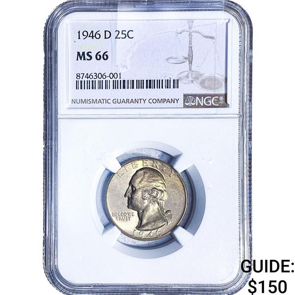 1946-D Washington Silver Quarter NGC MS66