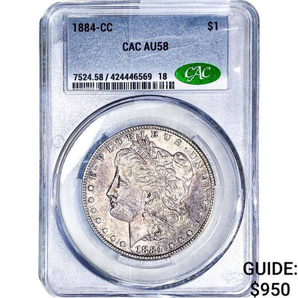 1884-CC Morgan Silver Dollar CAC AU58