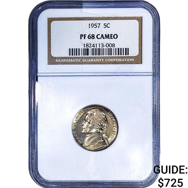 1957 Jefferson Nickel NGC PF68 Cameo