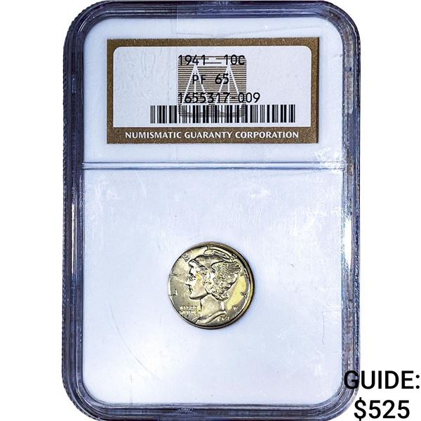 1941 Mercury Silver Dime NGC PF65