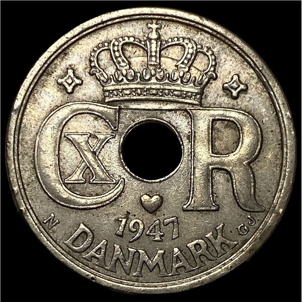 1947 Denmark Copper Nickel 25 Ore