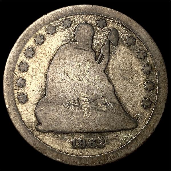 1862 Silver Seated Liberty Quarter NICELY  CIRCULATED