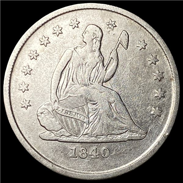 1840-O Silver Seated Liberty Quarter NEARLY  UNCIRCULATED