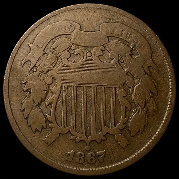 1867 Shield Two Cents NICELY CIRCULATED