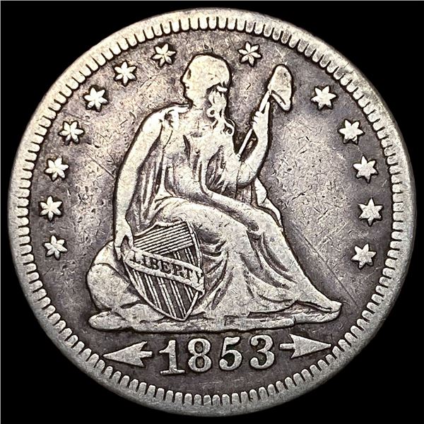 1853-O Arrows & Rays Silver Seated Liberty  Quarter LIGHTLY CIRCULATED