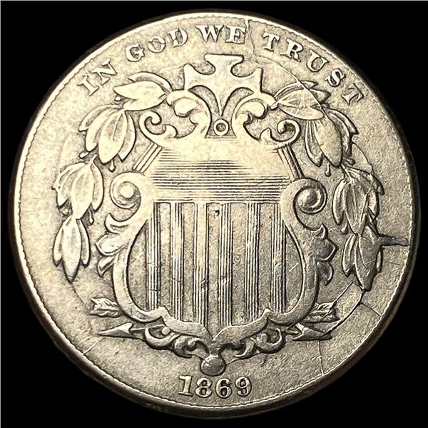 1869 Shield Nickel NEARLY UNCIRCULATED