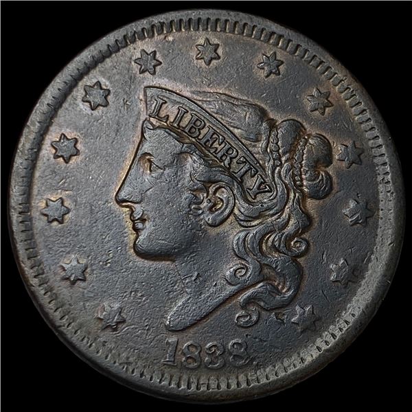 1838 Coronet Head Large Cent NEARLY  UNCIRCULATED