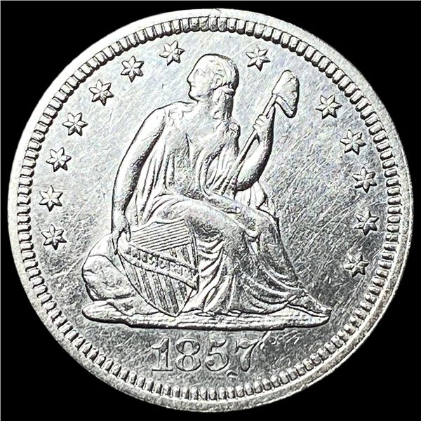 1857 Silver Seated Liberty Quarter  UNCIRCULATED
