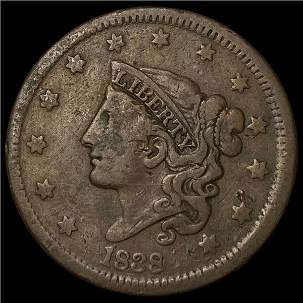 1838 Coronet Head Large Cent LIGHTLY  CIRCULATED