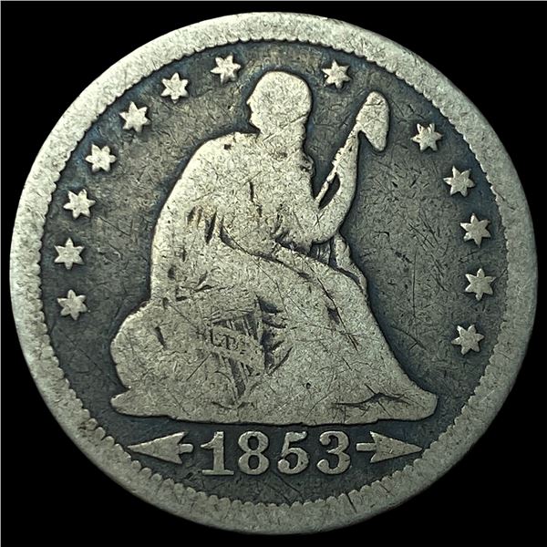 1853 Arrows/Rays Seated Liberty Quarter  LIGHTLY CIRCULATED