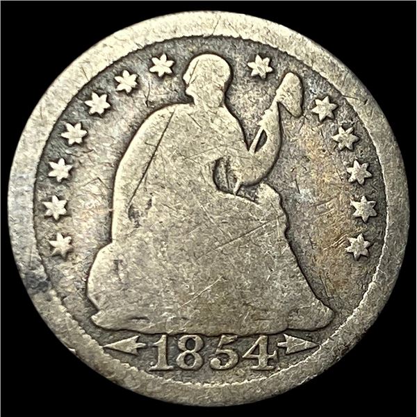 1854 Arrows Seated Liberty Half Dime LIGHTLY  CIRCULATED