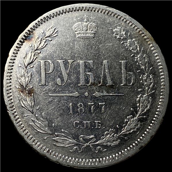 1877 Russia Silver Rouble CHOICE AU
