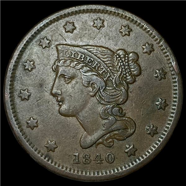 1840 Braided Hair Large Cent NEARLY  UNCIRCULATED
