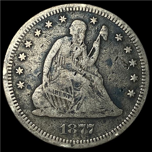 1877 Silver Seated Liberty Quarter LIGHTLY  CIRCULATED